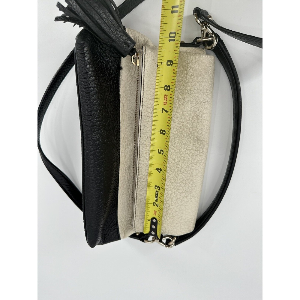 Kate‎ Spade Black and Cream Pebbled Leather Crossbody Foldover Bag - Picture 16 of 16